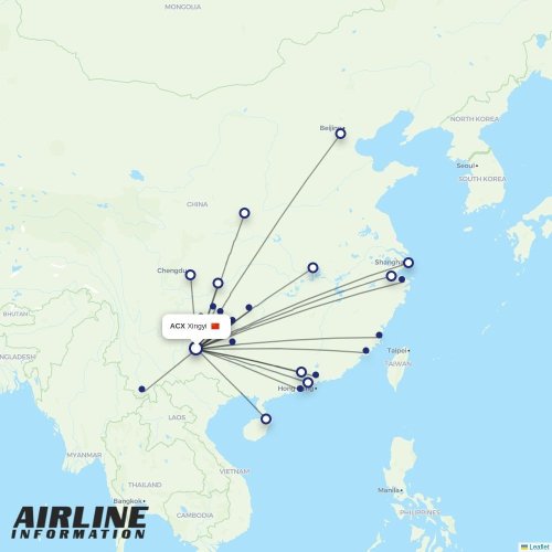 Colorful GuiZhou Airlines at ACX route map