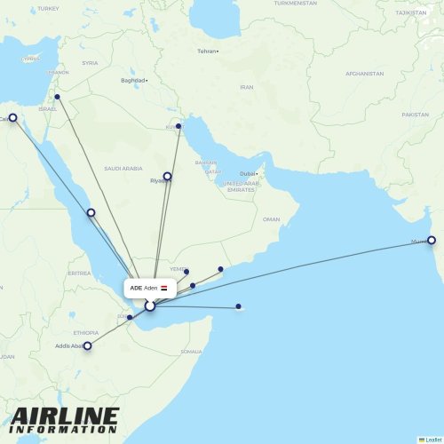 Yemenia at ADE route map