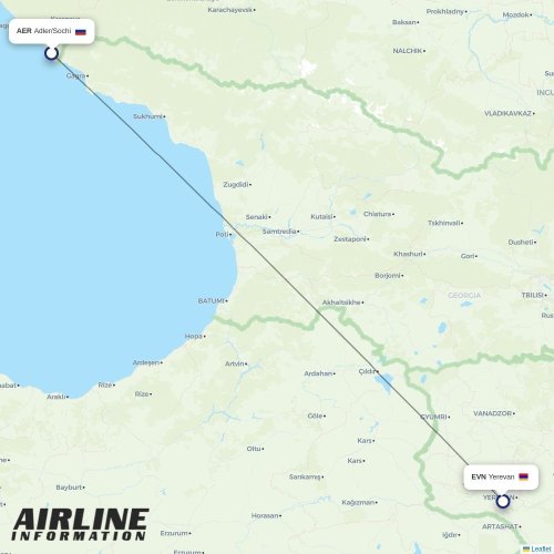 FlyOne Armenia at AER route map