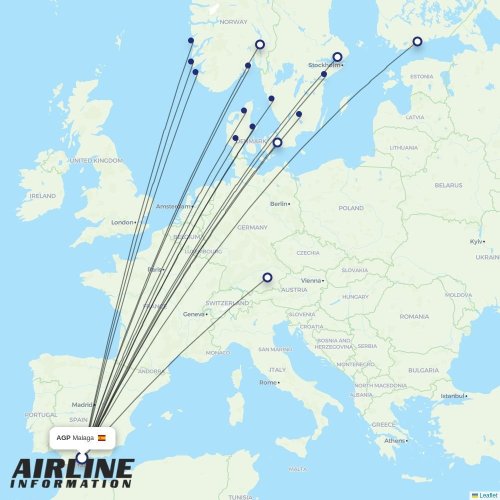 Norwegian Air Sweden at AGP route map