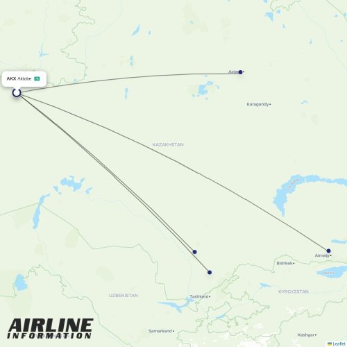 SCAT Airlines at AKX route map