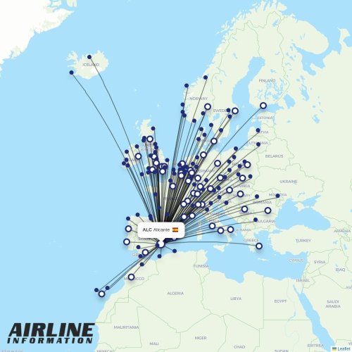 Transavia at ALC route map
