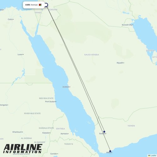 Yemenia at AMM route map