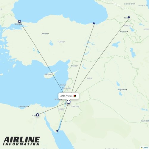 Jordan Aviation at AMM route map