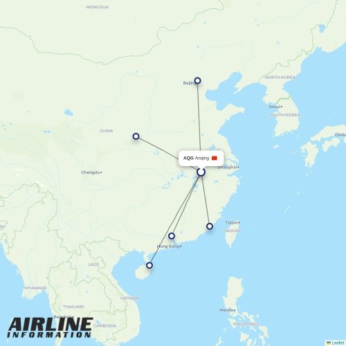 Grand China Air at AQG route map