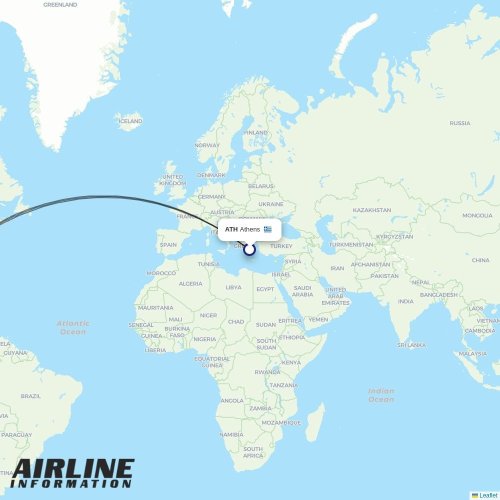 Aegean at ATH route map