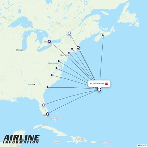 BermudAir at BDA route map