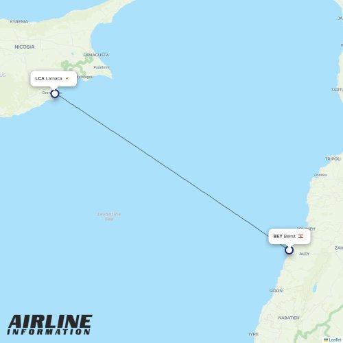 Cyprus Airways at BEY route map