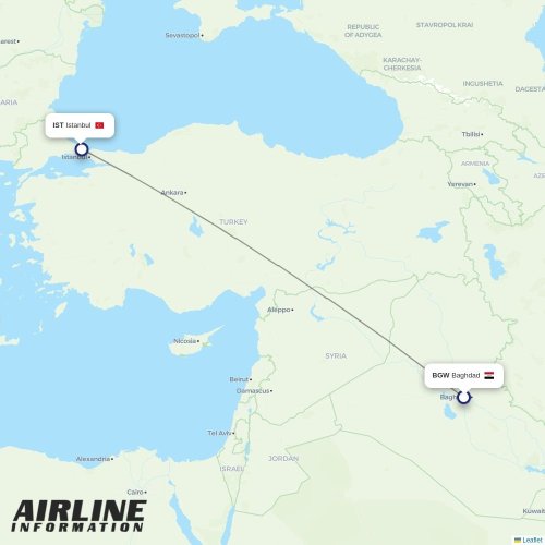 Fly Baghdad at BGW route map