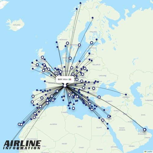 Ryanair at BGY route map