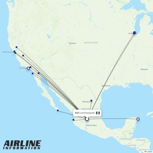 Volaris at BJX route map