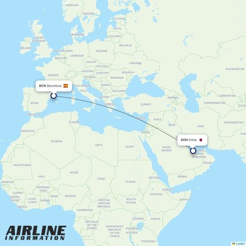Qatar Airways at BKK route map