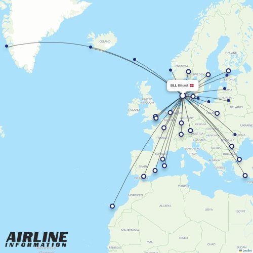 Atlantic Airways at BLL route map