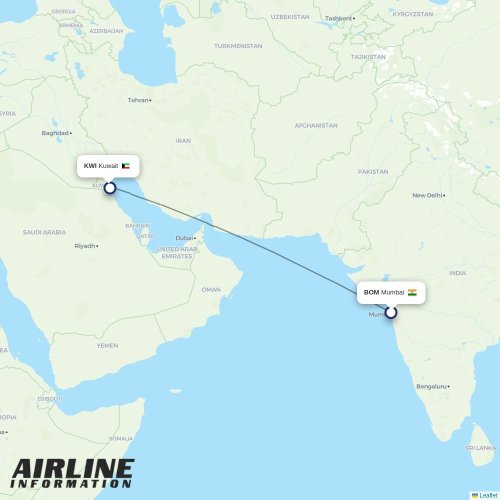 Kuwait Airways at BOM route map