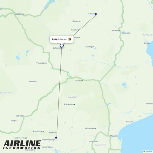 Fastjet at BUQ route map