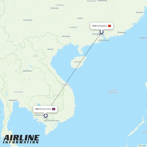 Air Cambodia at CAN route map