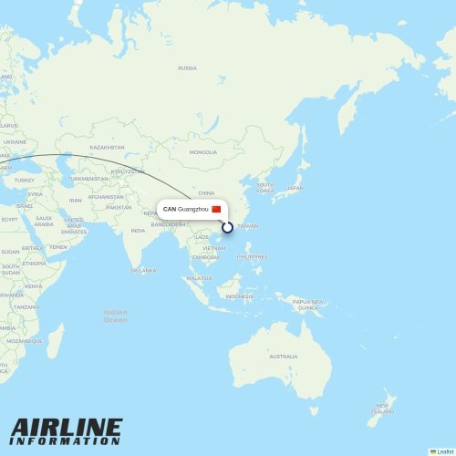 Mahan Air at CAN route map