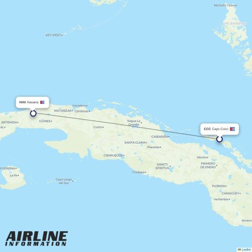 Cubana de Aviacion at CCC route map