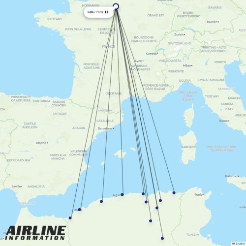 Air Algerie at CDG route map