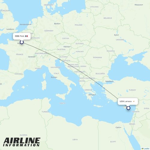 Cyprus Airways at CDG route map