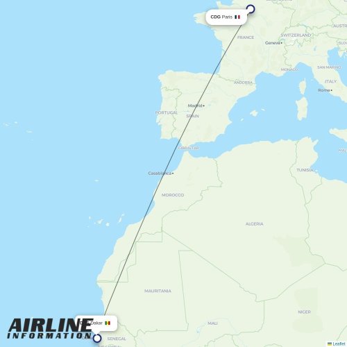 Air Senegal at CDG route map