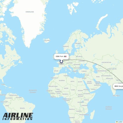 Aircalin at CDG route map
