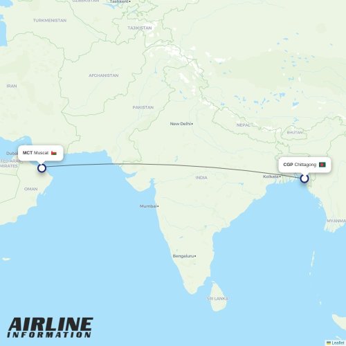 Salam Air at CGP route map