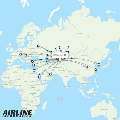 FlyArystan at CIT route map