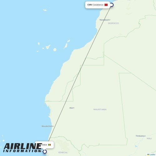 Air Senegal at CMN route map