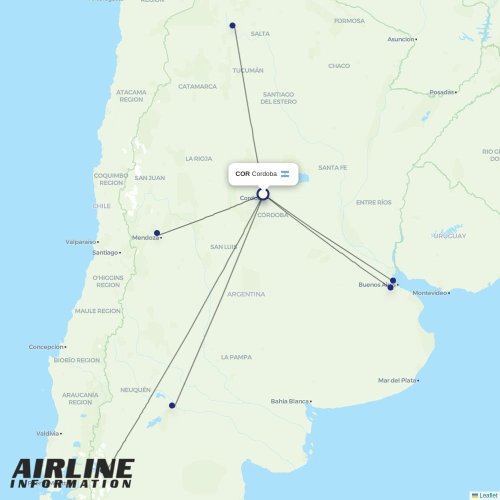 Felix Airways at COR route map