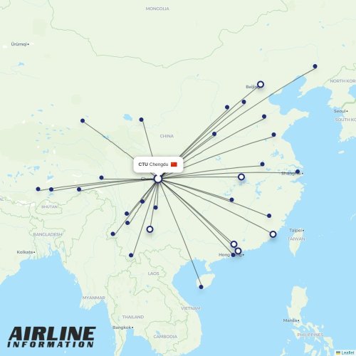 Tibet Airlines at CTU route map