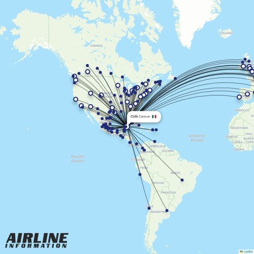 Volaris at CUN route map