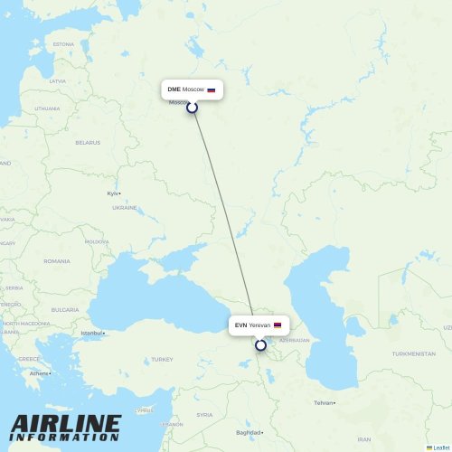 FlyOne Armenia at DME route map