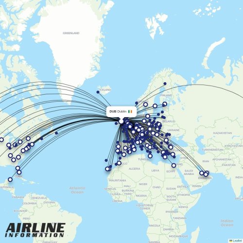 Ryanair at DUB route map