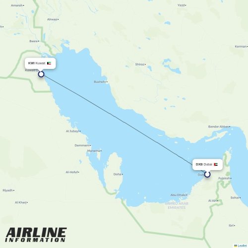 Kuwait Airways at DXB route map