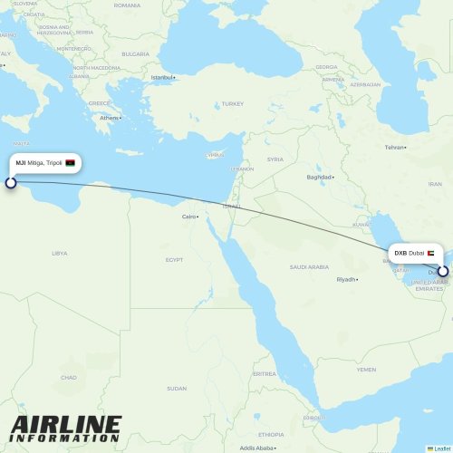 Fly OYA at DXB route map