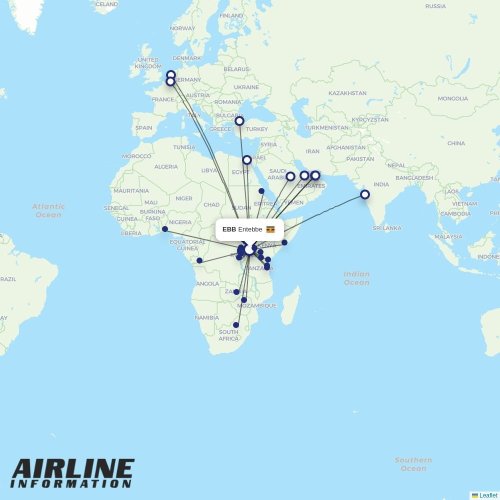 Uganda Airlines at EBB route map