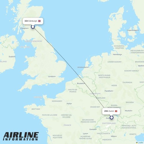 Edelweiss at EDI route map