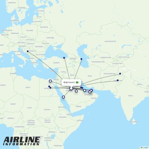 Nile Air at ELQ route map
