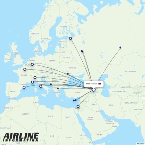 FlyOne Armenia at EVN route map