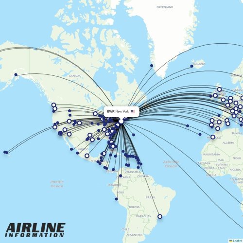 United at EWR route map