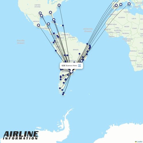 Aerolineas Argentinas at EZE route map