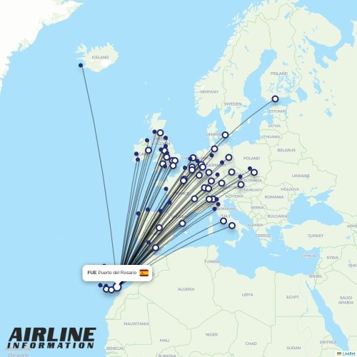 Canaryfly at FUE route map