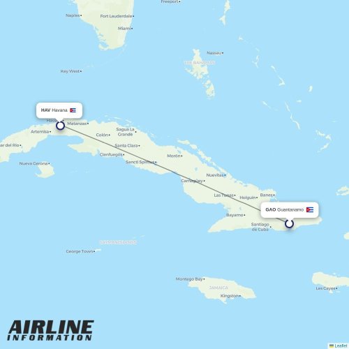 Cubana de Aviacion at GAO route map