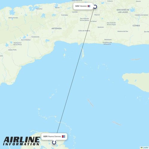 Cubana de Aviacion at GER route map