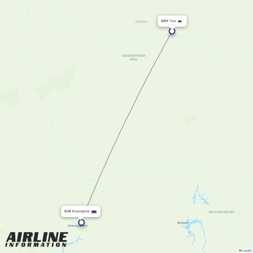 KrasAvia at GOY route map