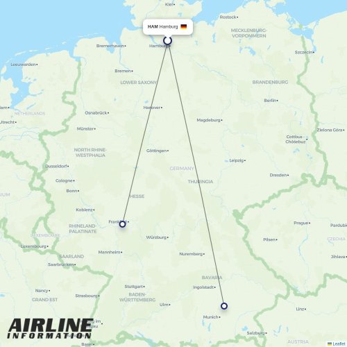 Lufthansa at HAM route map