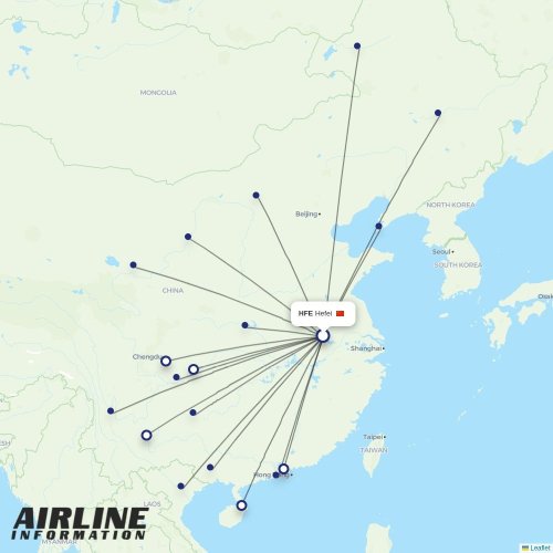 West Air (China) at HFE route map