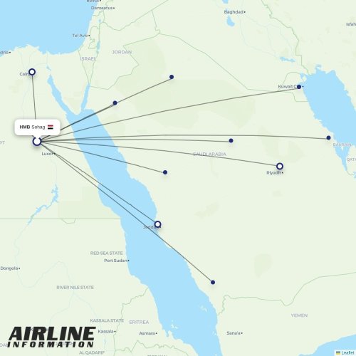 Air Cairo at HMB route map