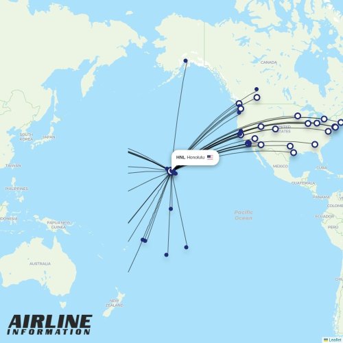 Alaska Airlines at HNL route map